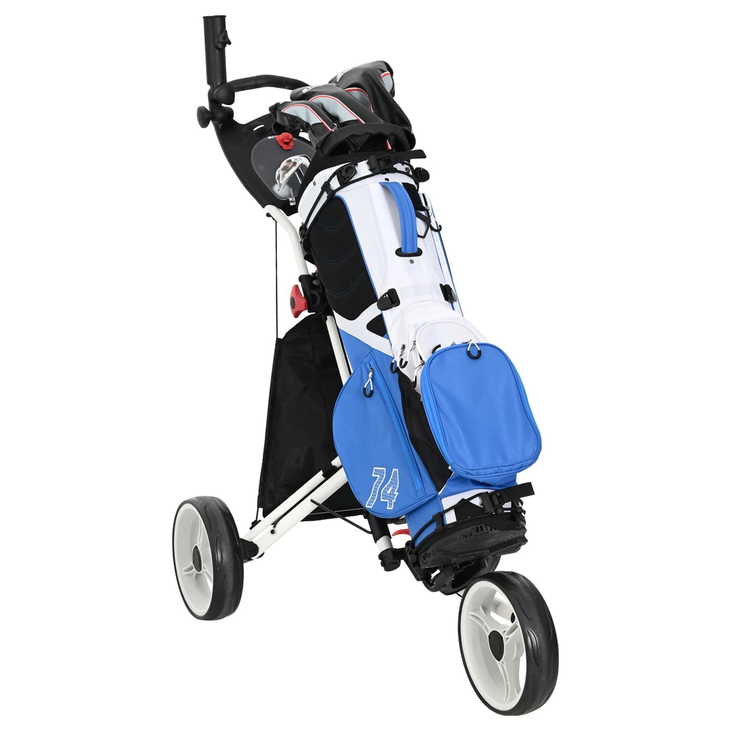 Golf Trolley Black and White Aluminium Foldable
