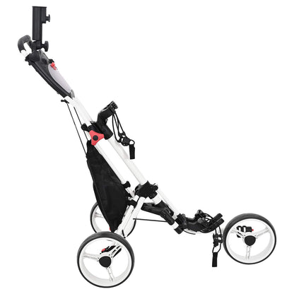 Golf Trolley Black and White Aluminium Foldable