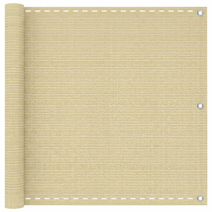 Balcony Screen Beige 75 x 700 cm HDPE and Aluminium