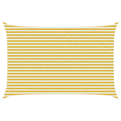 Sunshade Sail Yellow and White 3 x 5 m HDPE