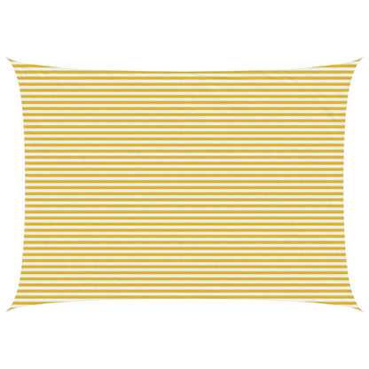 Sunshade Sail Yellow and White 5 x 8 m HDPE