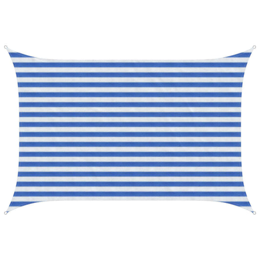 Sunshade Sail 2 x 3 m HDPE Rectangular Blue and White