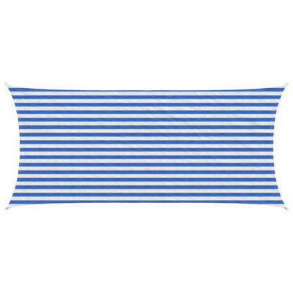 Sunshade Sail Blue and White 2 x 5 m HDPE