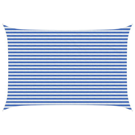 Sunshade Sail 3 x 5 m HDPE Rectangular Blue and White