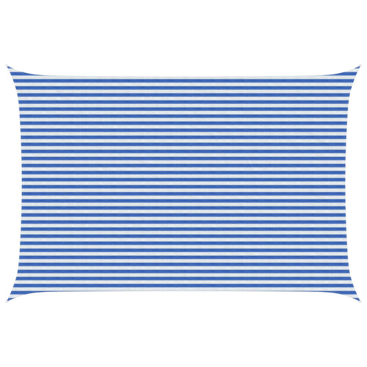 Sunshade Sail 4 x 7 m HDPE Rectangular Blue and White