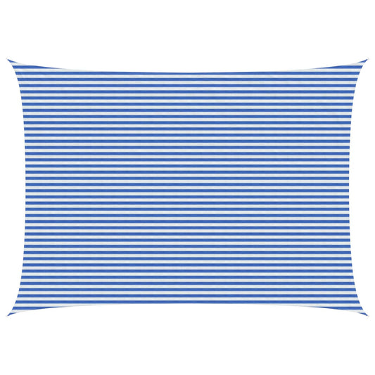 Sunshade Sail 5 x 7 m HDPE Rectangular Blue and White