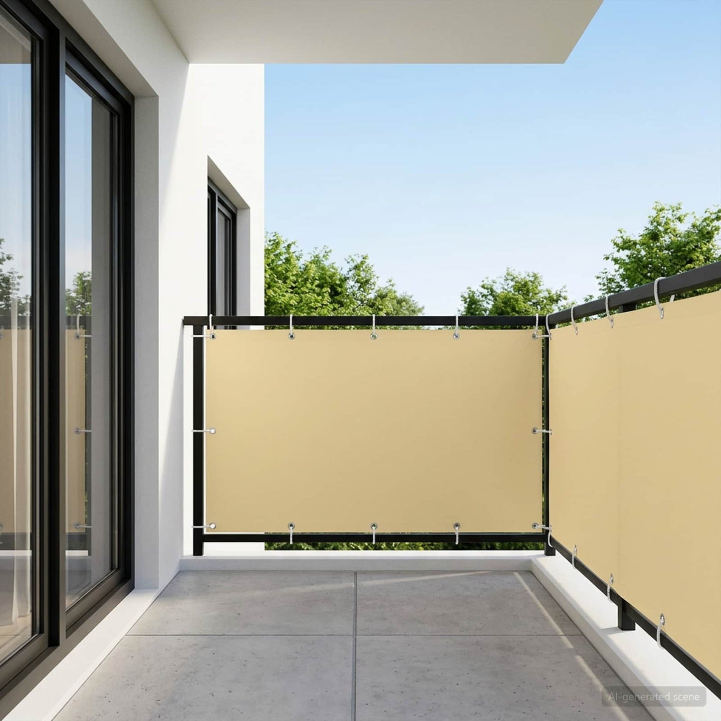 Balcony Privacy Screen 150 x 600 cm Fabric with PU Coated Sand