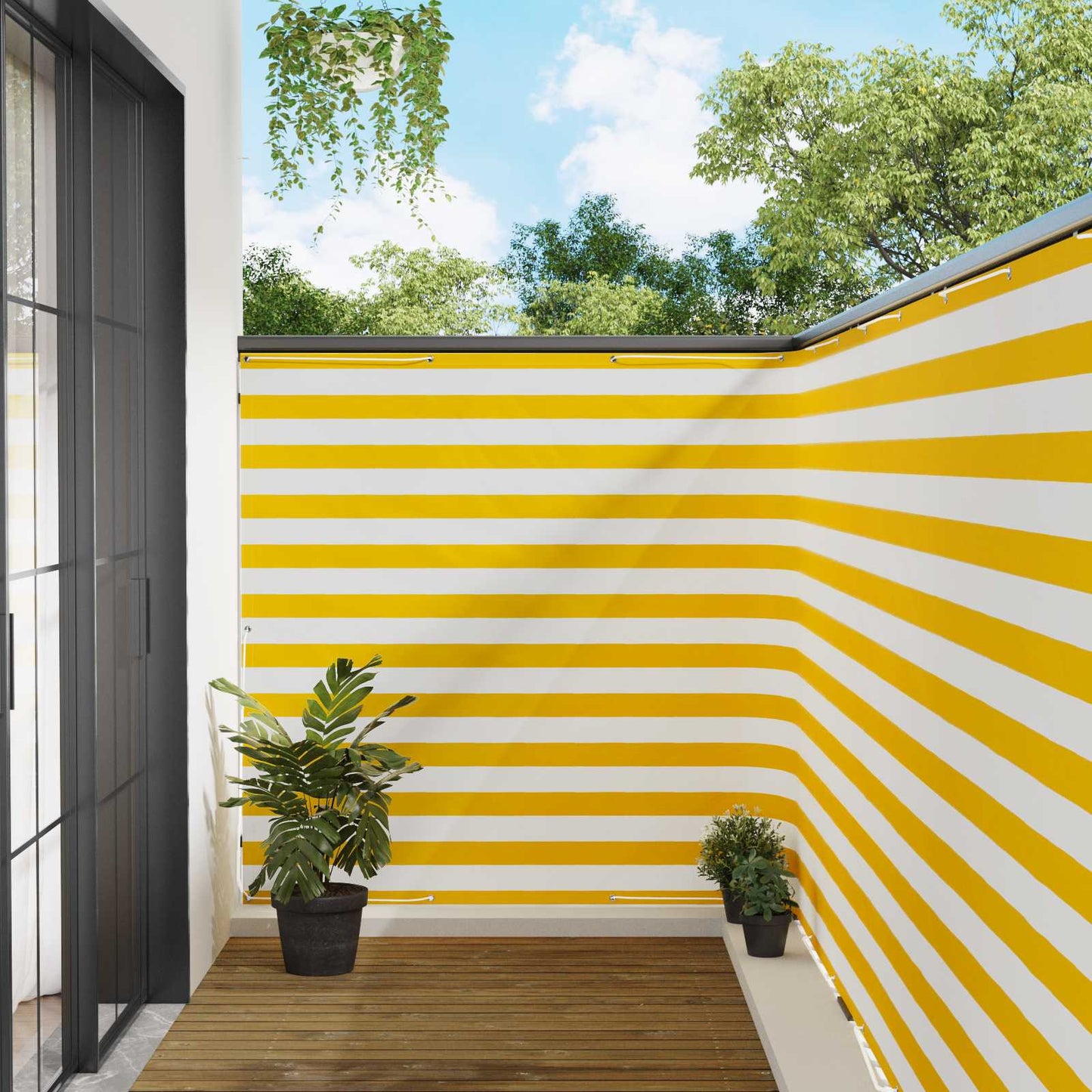 Balcony Privacy Screen 150 x 300 cm Fabric with PU Coated