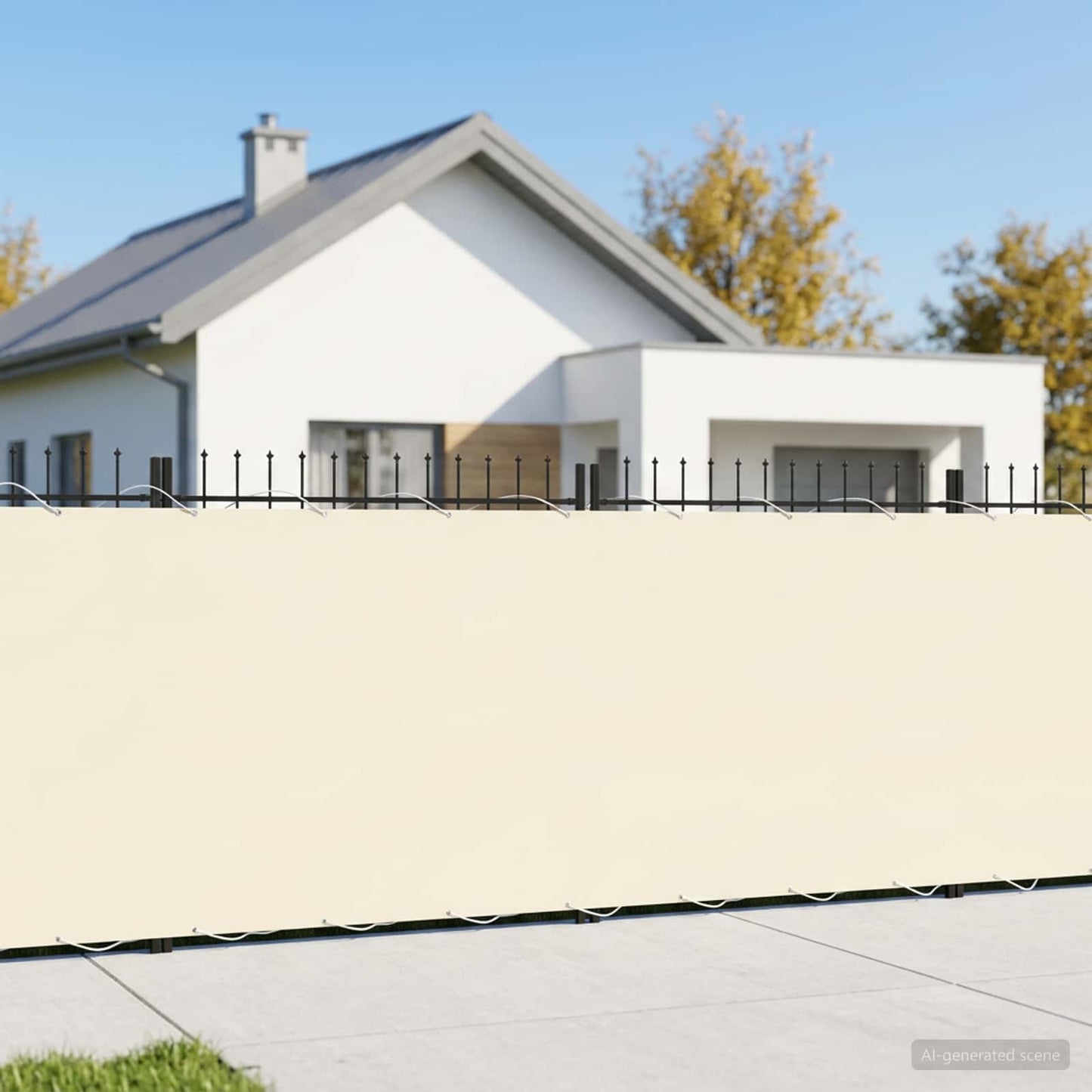 Balcony Privacy Screen 180 x 200 cm Fabric with PU Coated Cream