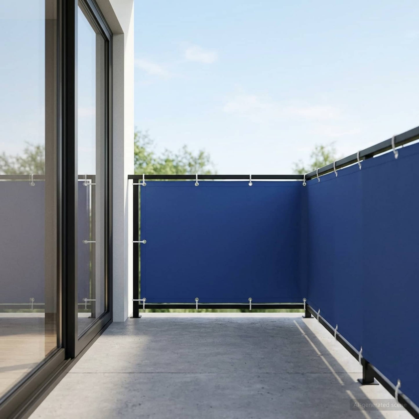 Balcony Privacy Screen 150 x 1000 cm Fabric with PU Coated Blue