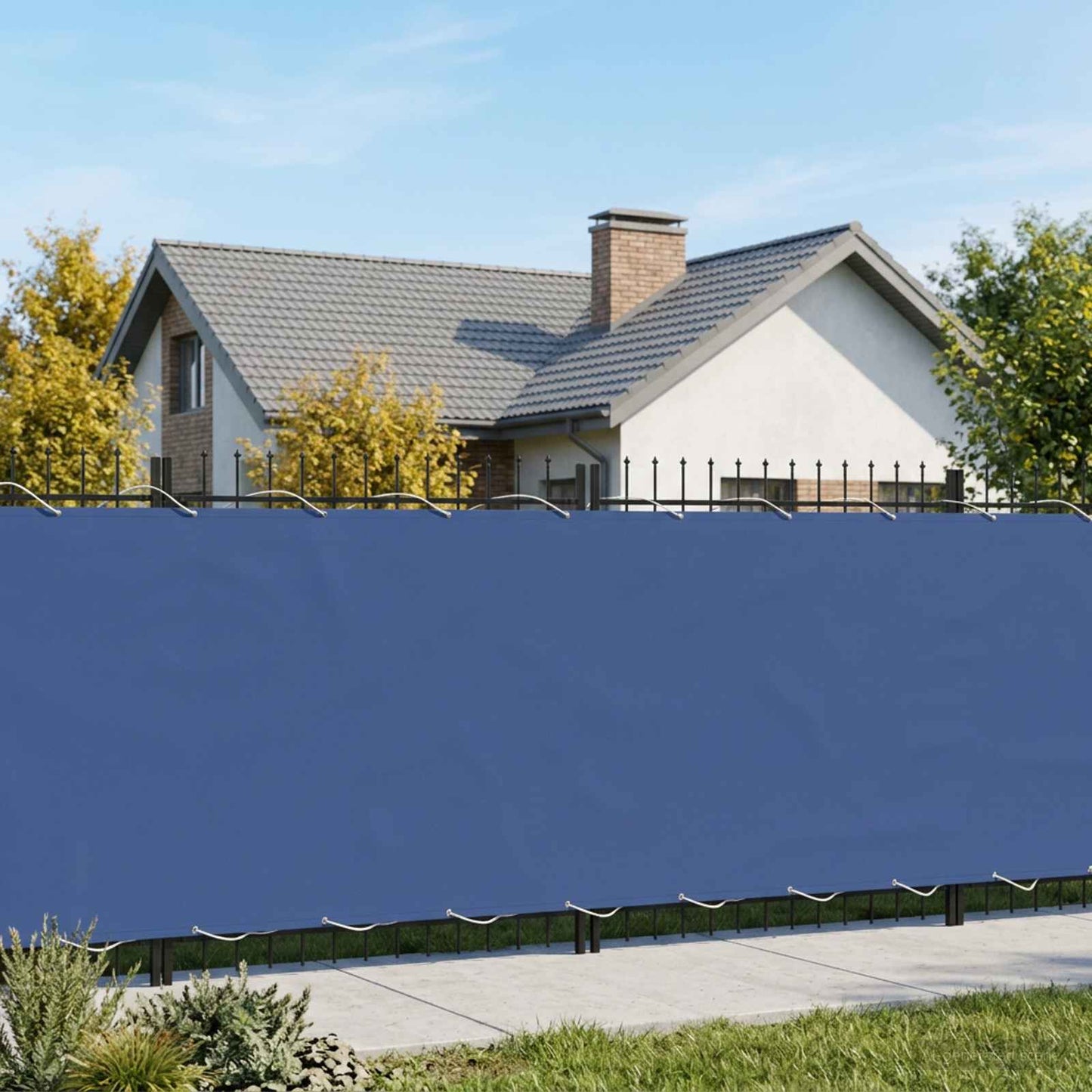 Balcony Privacy Screen 180 x 400 cm Fabric with PU Coated Blue