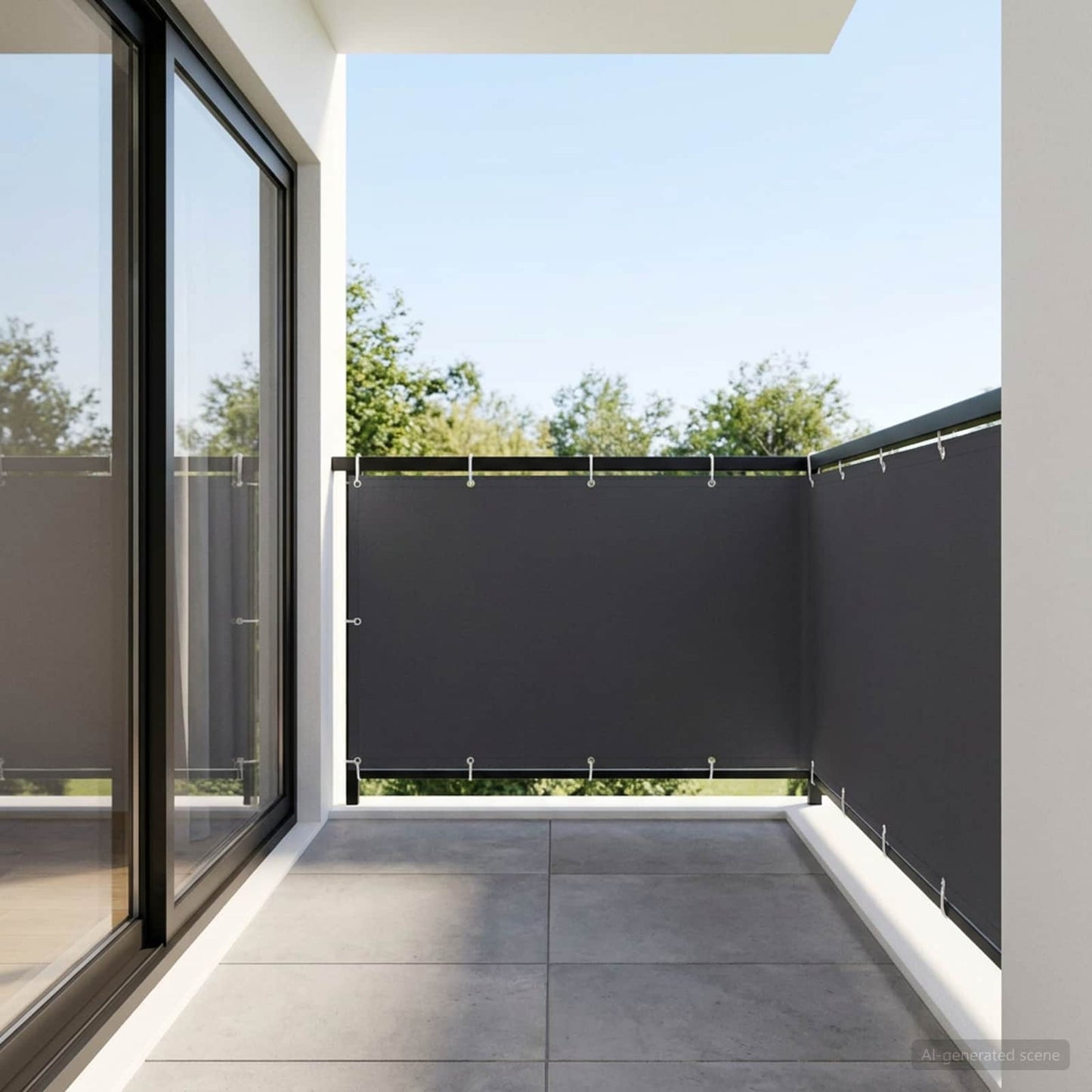 Balcony Privacy Screen 150 x 300 cm Fabric with PU Coated Black