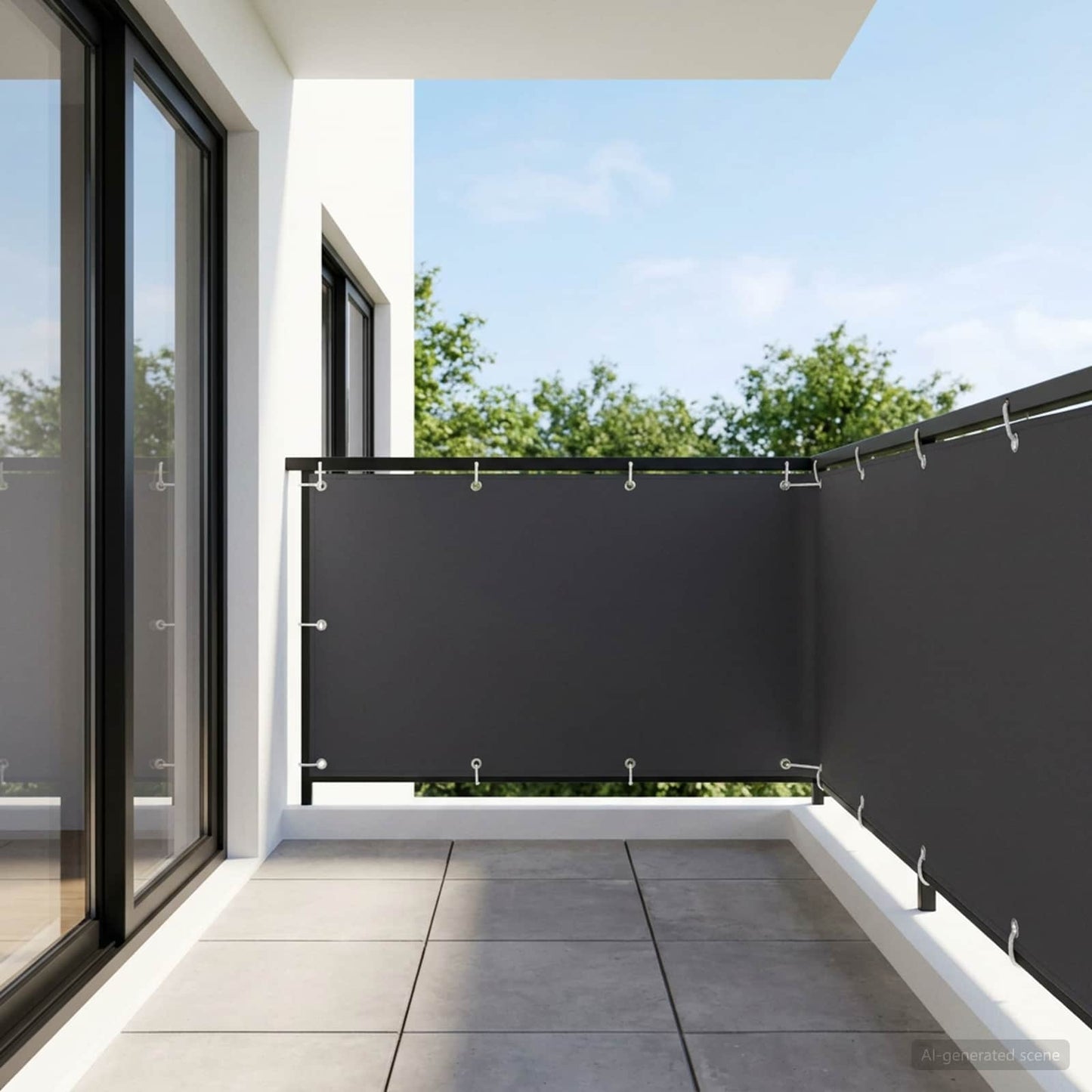 Balcony Privacy Screen 1.2 x 15 m Fabric with PU Coated Black