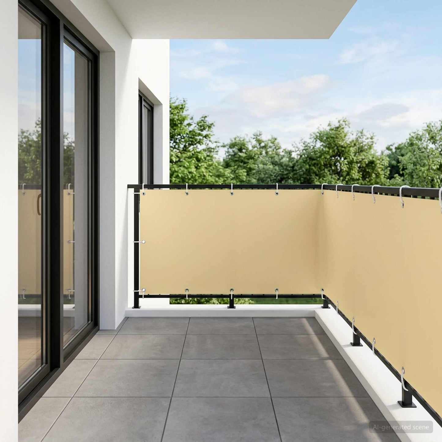Balcony Privacy Screen 1.2 x 25 m Fabric with PU Coated Beige