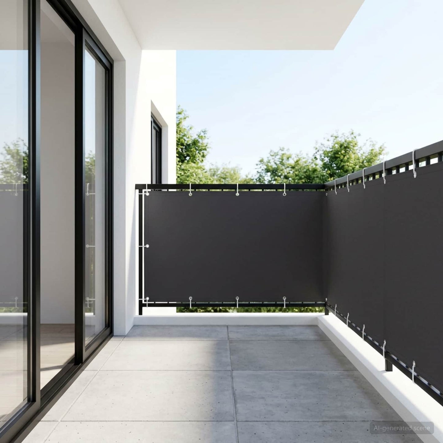 Balcony Privacy Screen 1.2 x 25 m Fabric with PU Coated Black