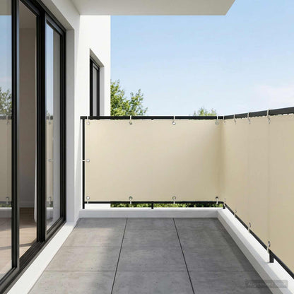 Balcony Privacy Screen 1.5 x 15 m Fabric with PU Coated Cream