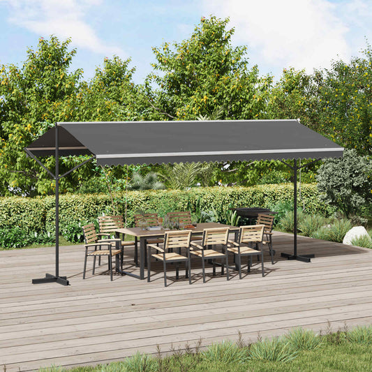Free Standing Awning 5 x 3 m Polyester Grey