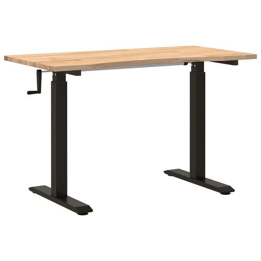 Desk with Storage Black and Natural 120 x 60 cm Solid Oak Wood