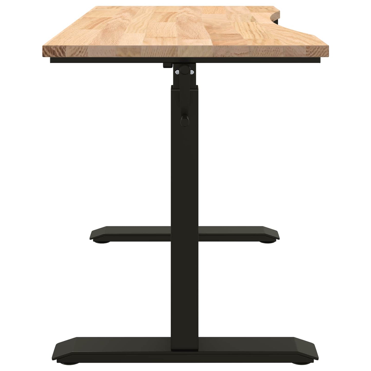 Desk with Storage Black and Natural 120 x 60 cm Solid Oak Wood