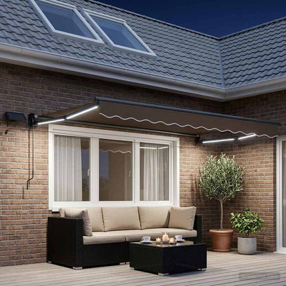 Manual Retractable Awning with LEDs Taupe