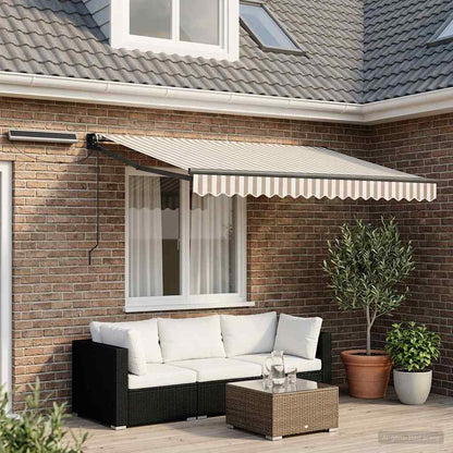 Electric Retractable Awning Light Grey and White 3.5 x 2.5 m