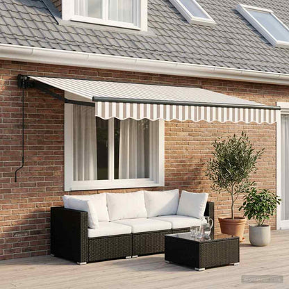 Retractable Awning Light Grey and White 3.5 x 2.5 m