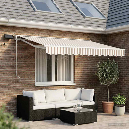 Manual Awning Frame with LEDs Light Grey and White 3.5 x 2.5 m