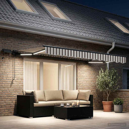 Manual Awning Frame with LEDs Light Grey and White 2.5 x 2 m