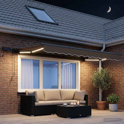 Manual Awning Frame with LEDs Taupe 3 x 2 m