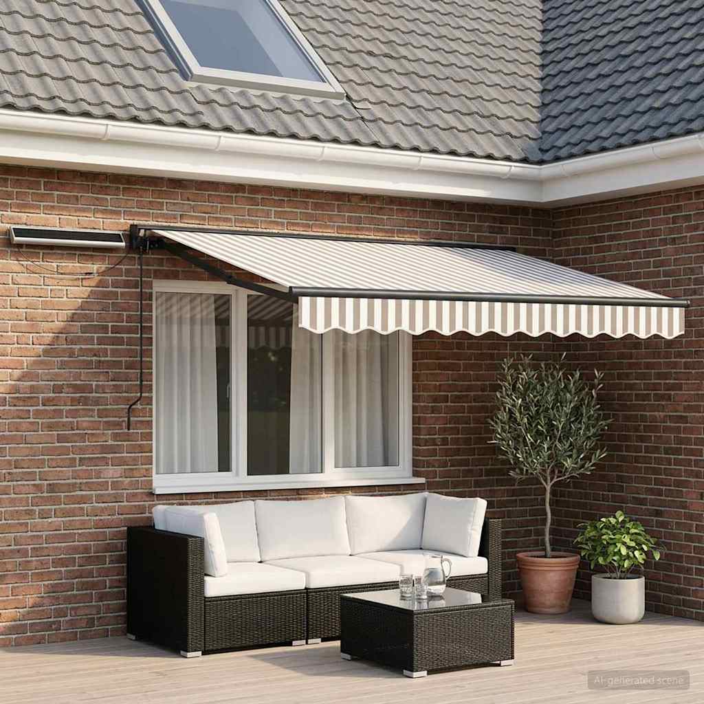 Electric Retractable Awning Light Grey and White 3 x 2.5 m