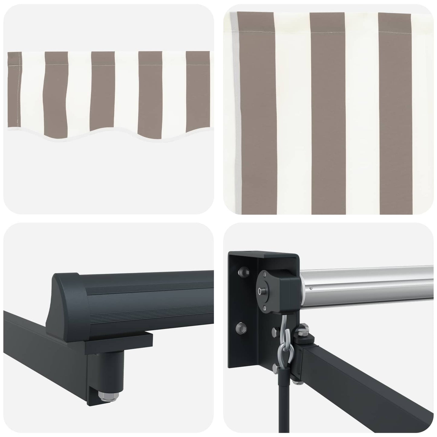 Retractable Awning Light Grey and White 3 x 2 m