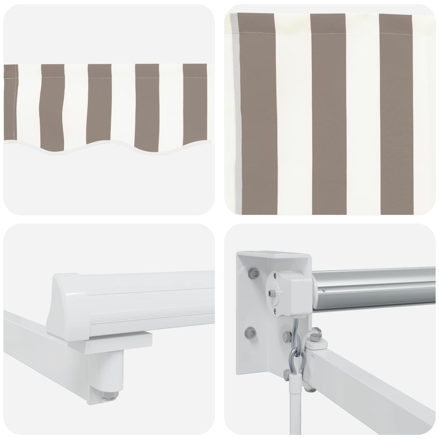 Retractable Awning Light Grey and White 3.5 x 2 m