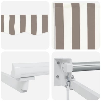 Retractable Awning Light Grey and White 3.5 x 2 m