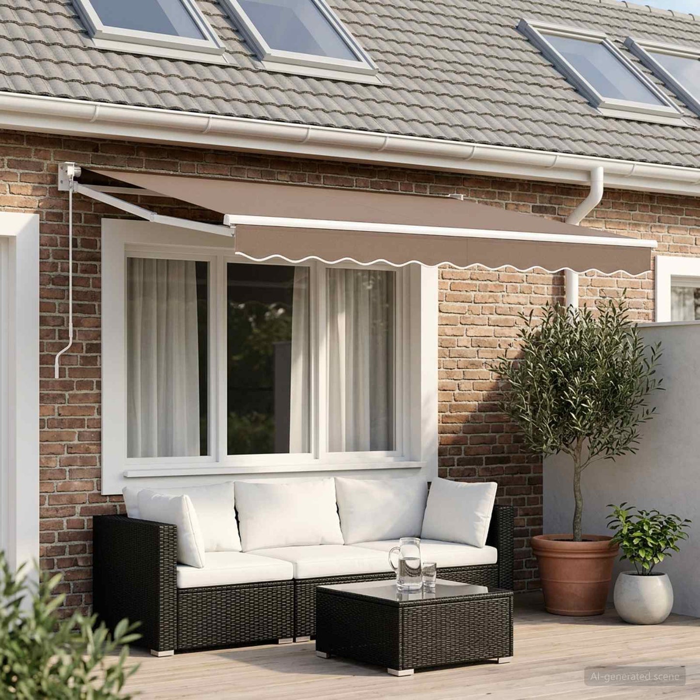 Retractable Awning Taupe 3.5 x 2 m 100% Polyester and Aluminium