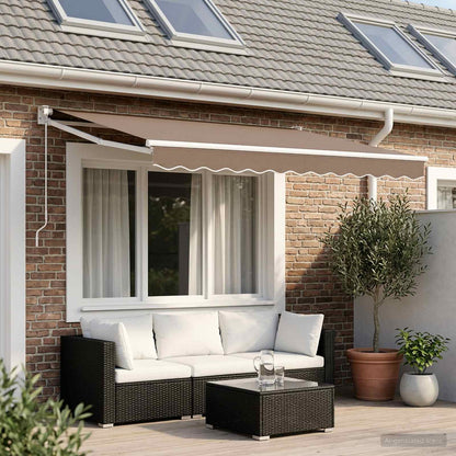 Retractable Awning Taupe 3.5 x 2 m 100% Polyester and Aluminium