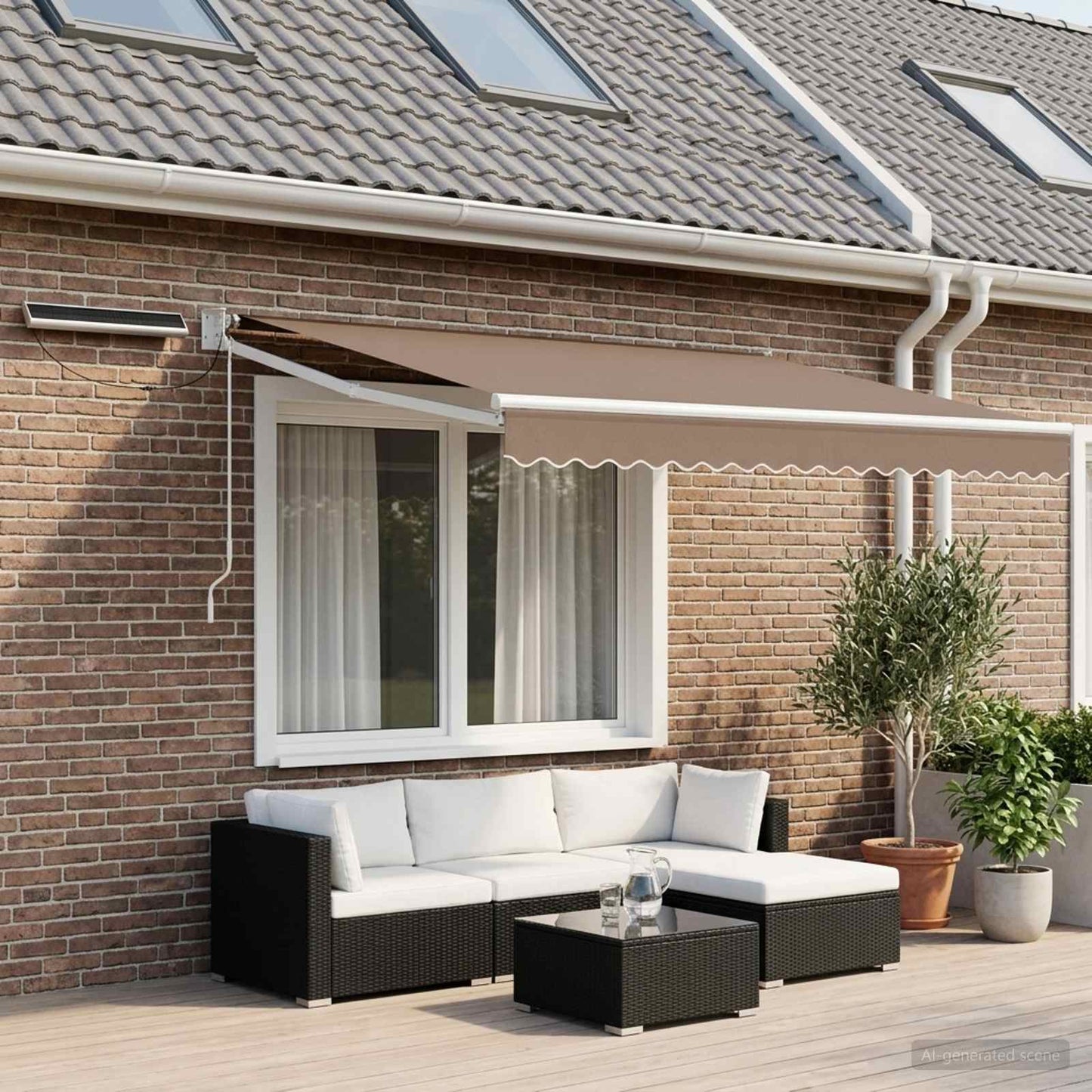 Electric Retractable Awning Taupe 3.5 x 2 m