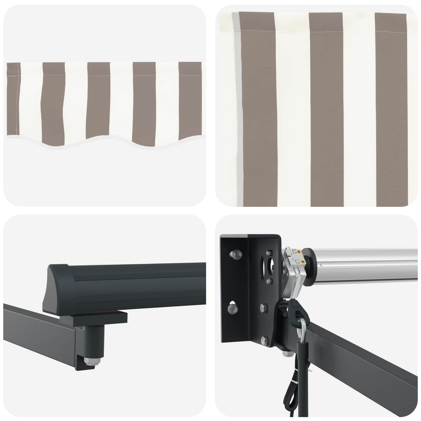 Electric Retractable Awning Light Grey and White 3.5 x 2 m