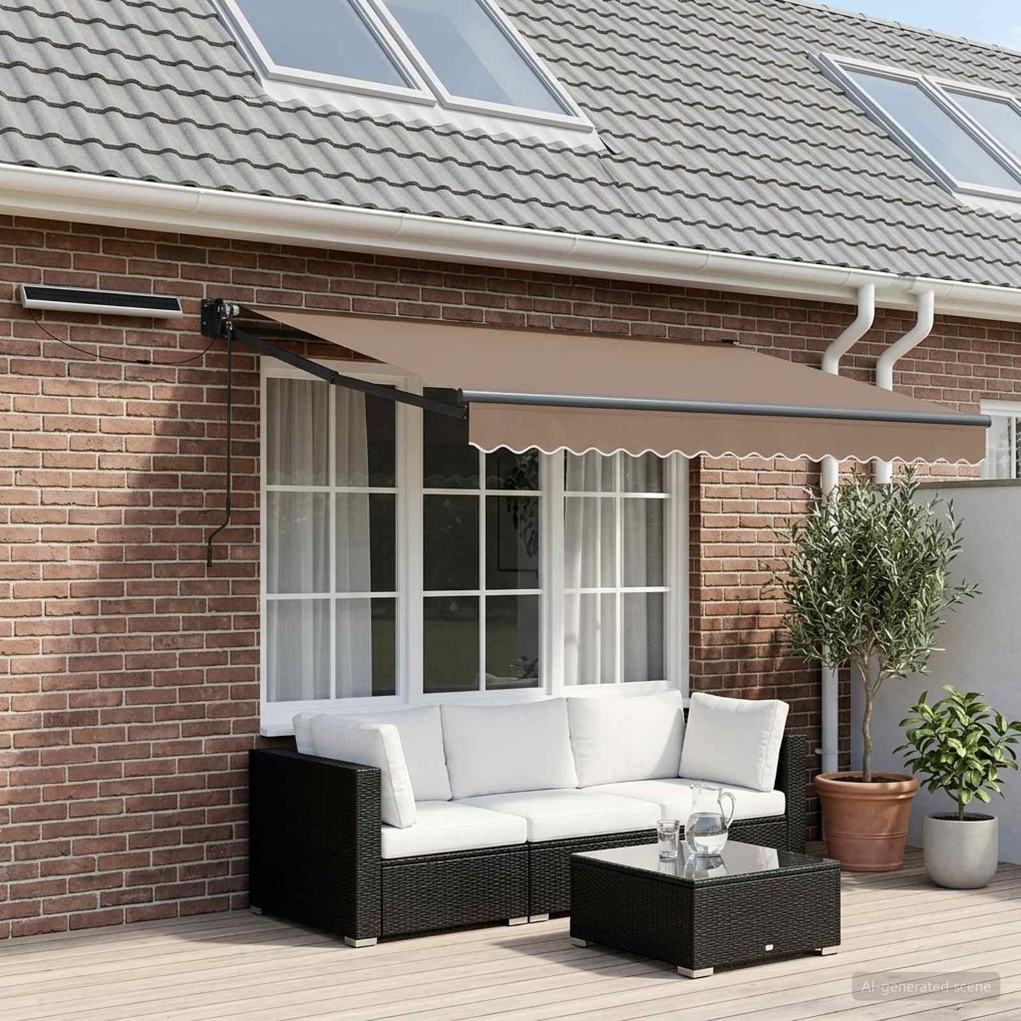 Electric Retractable Awning Taupe 3.5 x 2 m