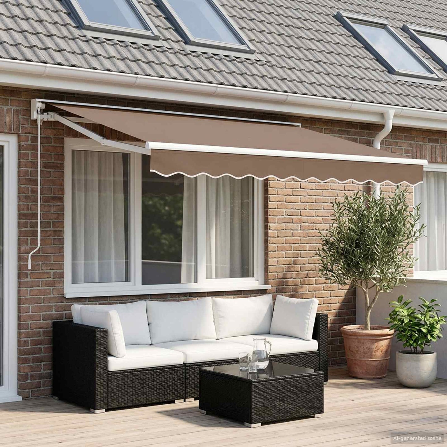 Retractable Awning Taupe 3.5 x 2 m Polyester and Aluminium