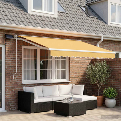 Manual Awning Frame with LEDs Sand 3.5 x 2 m