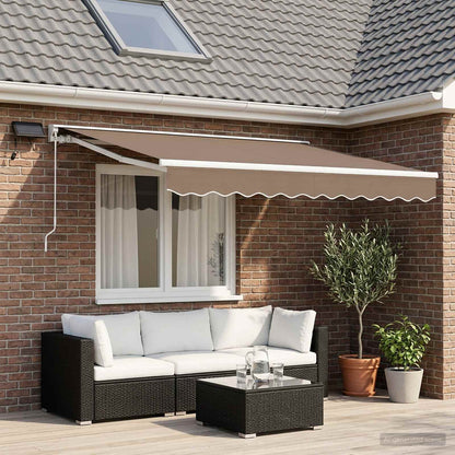 Manual Awning Frame with LEDs Taupe 3.5 x 2 m
