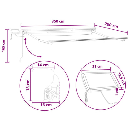 Manual Awning Frame with LEDs Taupe 3.5 x 2 m
