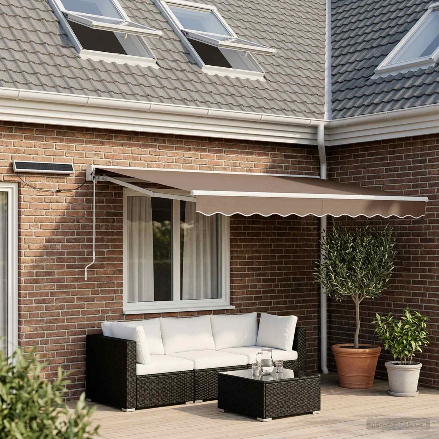 Electric Retractable Awning Taupe 3.5 x 2 m