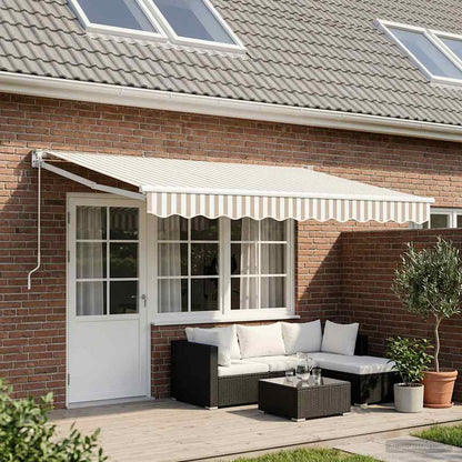 Retractable Awning Light Grey and White 4 x 2 m