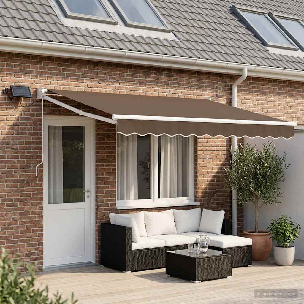 Manual Retractable Awning with LEDs Taupe