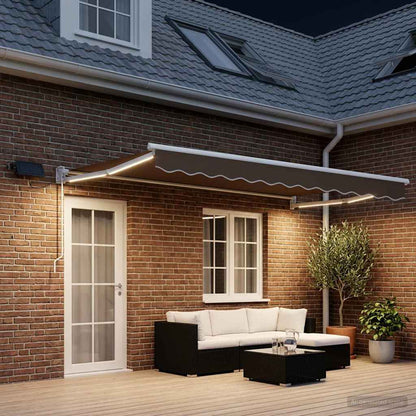 Manual Retractable Awning with LEDs Taupe