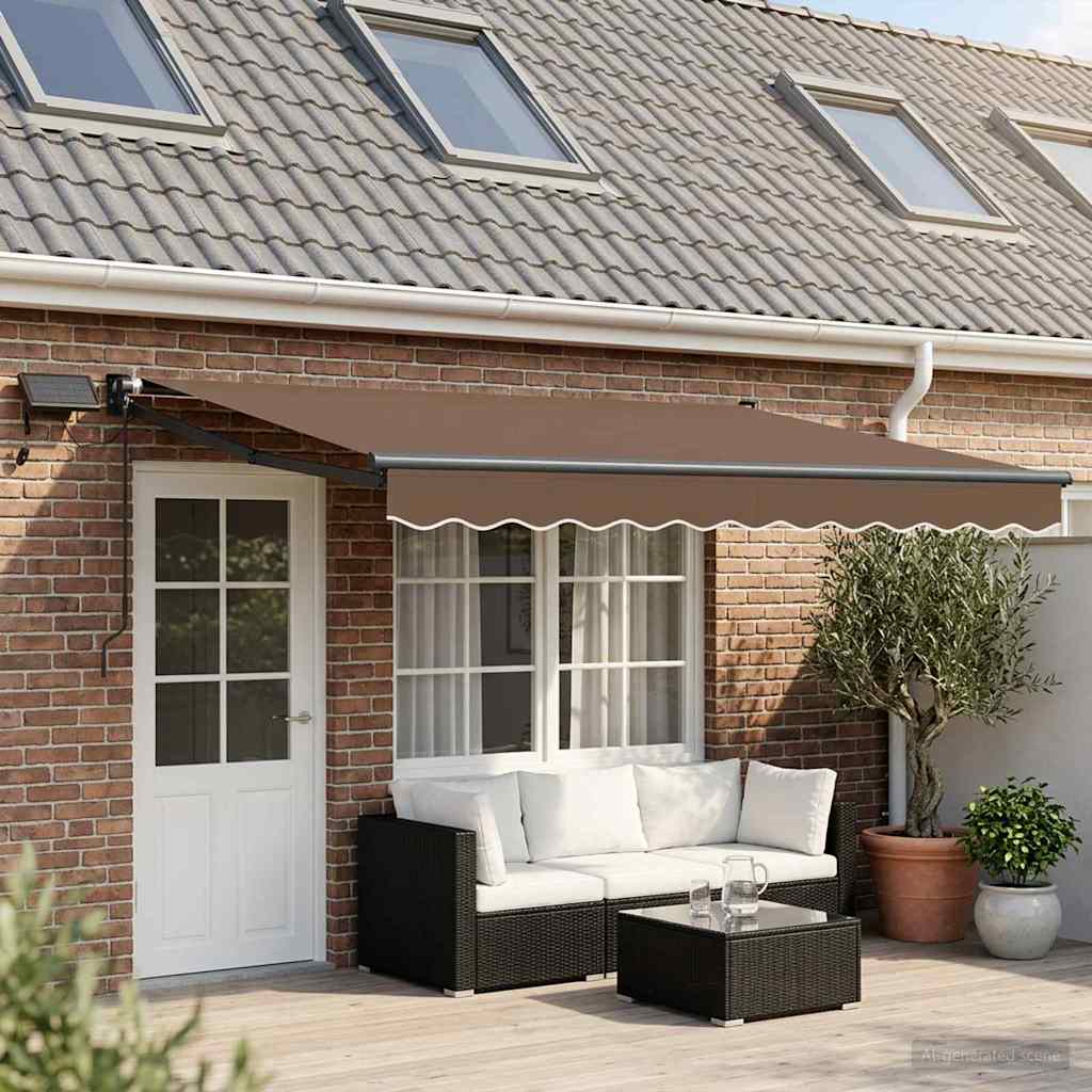 Manual Retractable Awning with LEDs Taupe