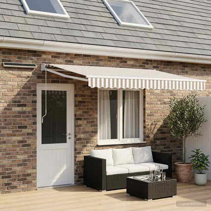 Electric Retractable Awning Light Grey and White 4.5 x 3 m