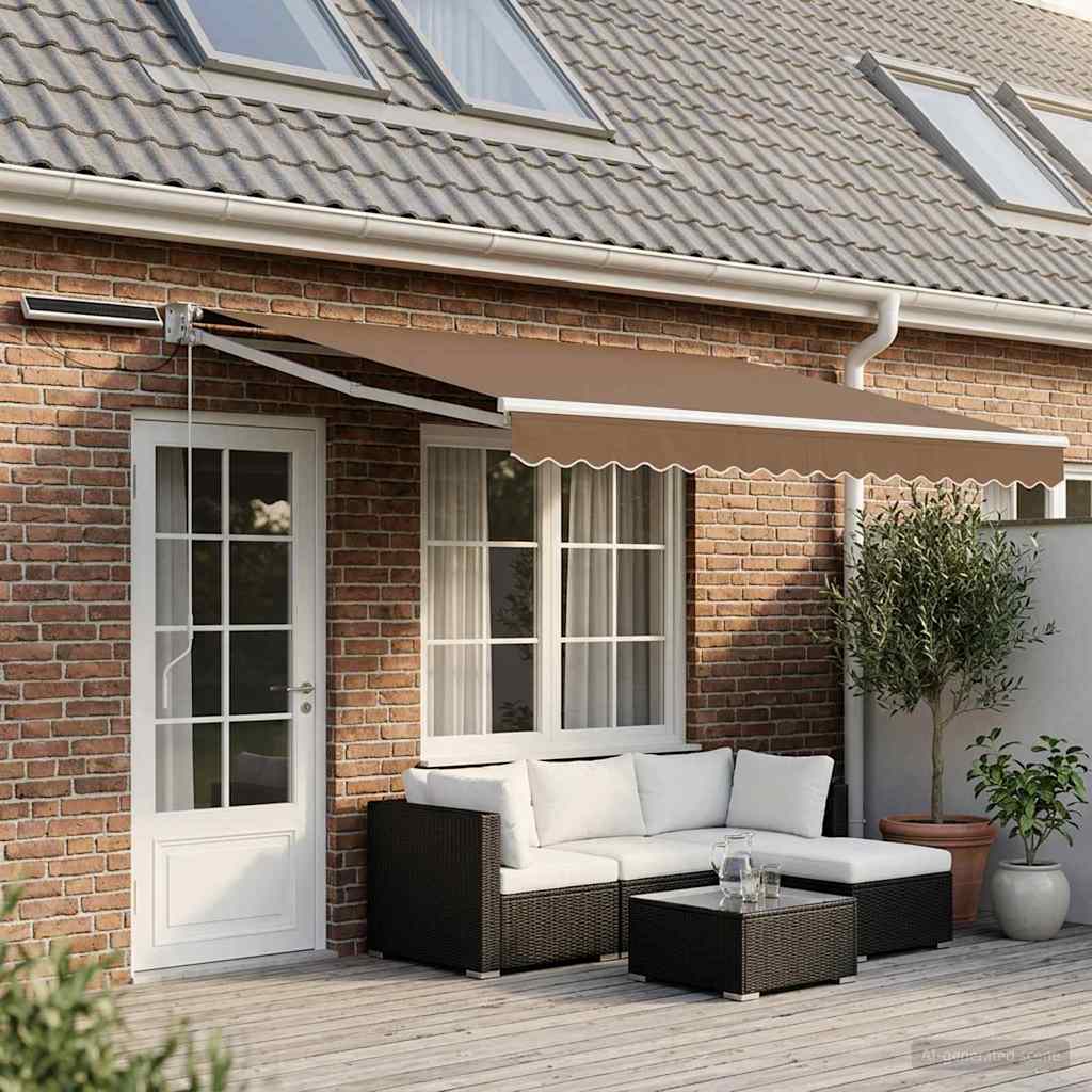 Electric Retractable Awning Taupe 5 x 3 m