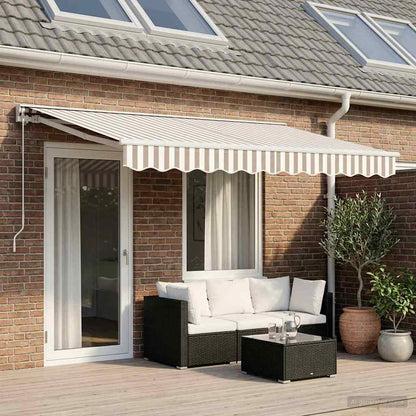 Manual Retractable Awning Light Grey and White 5 x 3.5 m
